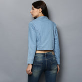 Women's Denim Light Blue Collar Style Shrug